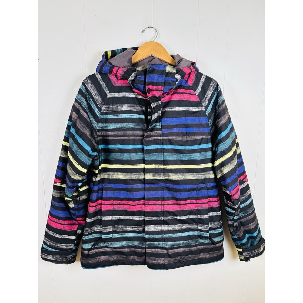 Burton Dry Ride Jacket Women's L Rainbow Color Snowboard Coat Ski Hooded